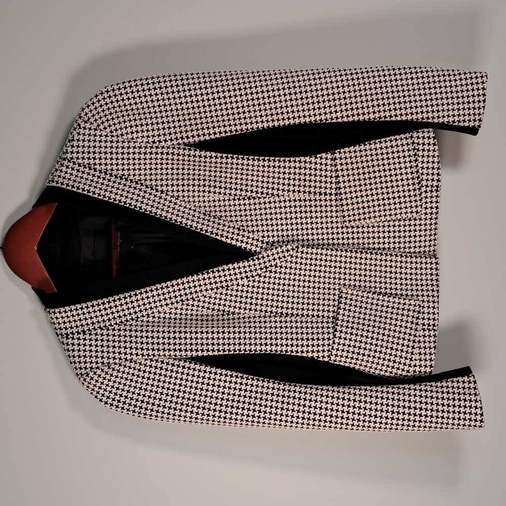Nanette Lepore Classic Houndstooth Blazer with black contrast panels Size 0